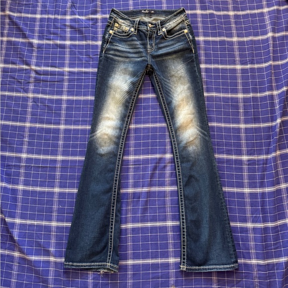 Miss Me Dark Blue Denim Jeans Mid-Rise Boot Size 25 - Picture 5 of 15